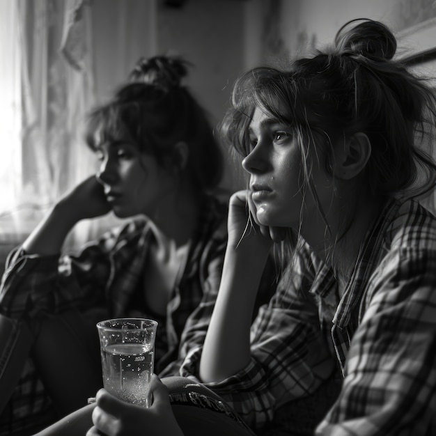 Foto gratuita adolescentes que sufren de resaca.