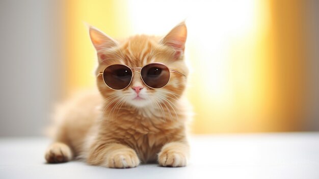 Adorable gatito con gafas de sol