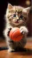 Foto gratuita adorable gatito con pelota