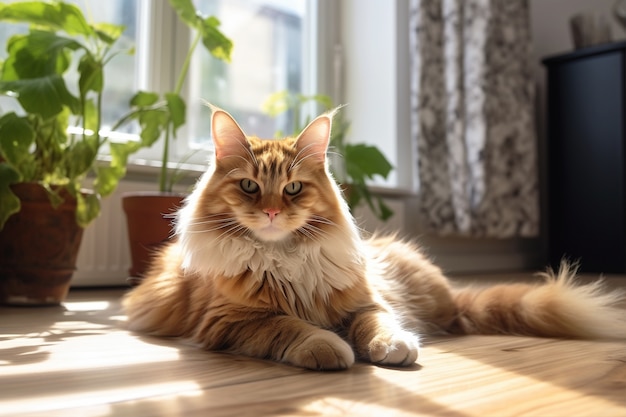 Foto gratuita adorable gato relajante en el interior