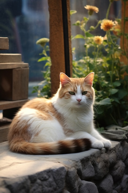 Foto gratuita adorable gato relajante en el interior