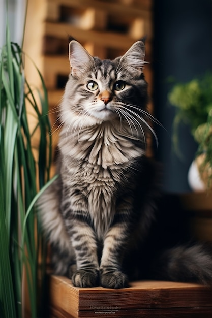 Adorable gato relajante en el interior