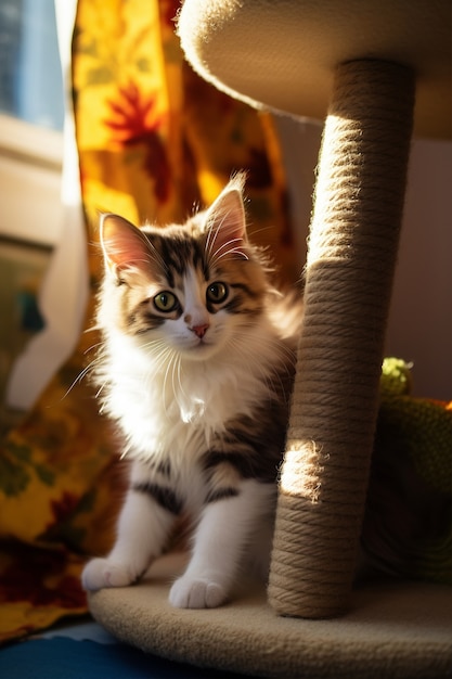 Foto gratuita adorable gato relajante en el interior