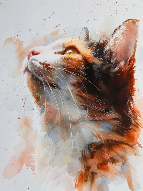Foto gratuita adorable ilustración de gato en acuarela