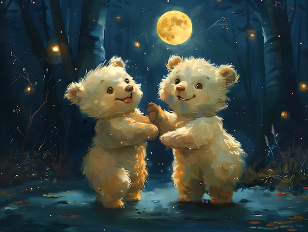 Adorable ilustración de oso en estilo de arte digital