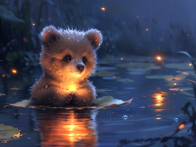 Foto gratuita adorable ilustración de oso en estilo de arte digital