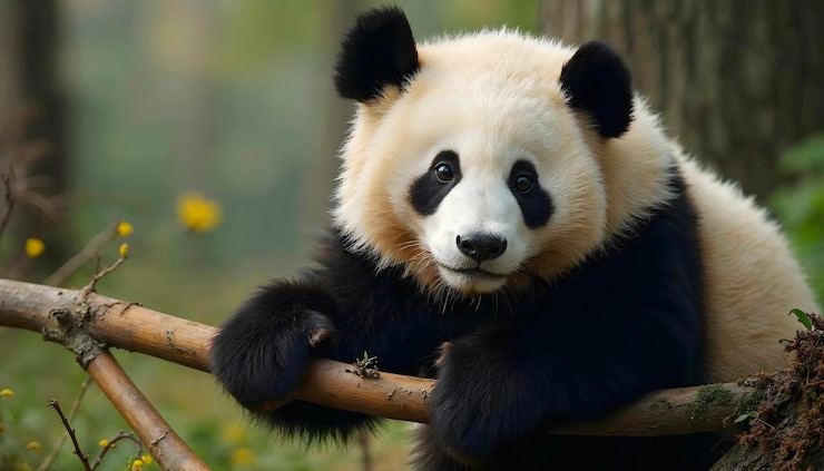 Foto gratuito el adorable panda en la rama