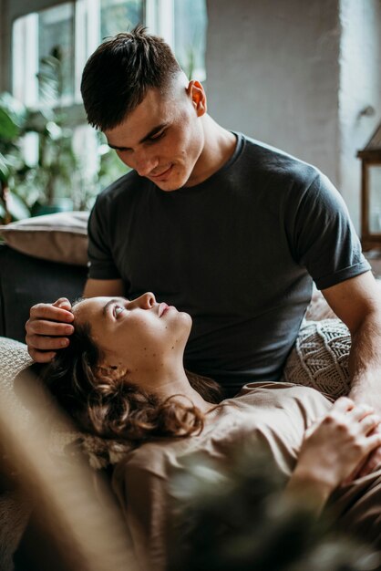 Adorable, pareja joven, enamorado