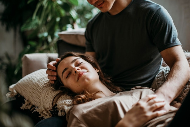 Adorable, pareja joven, enamorado