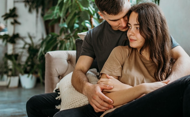 Adorable, pareja joven, enamorado