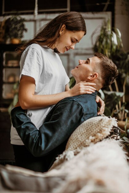 Adorable, pareja joven, enamorado