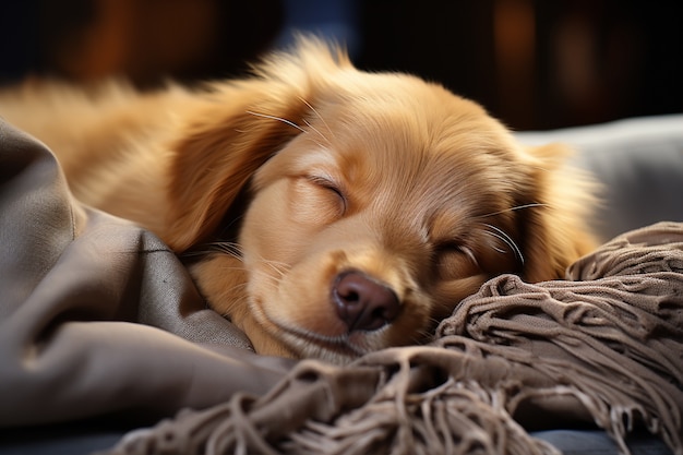 Foto gratuita adorable perro durmiendo plácidamente y descansando