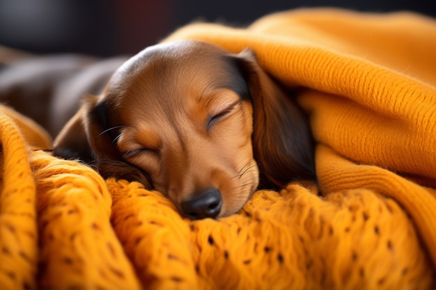 Foto gratuita adorable perro durmiendo plácidamente y descansando