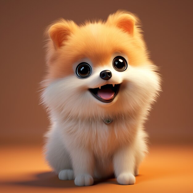 Adorable perro pomerania en estudio