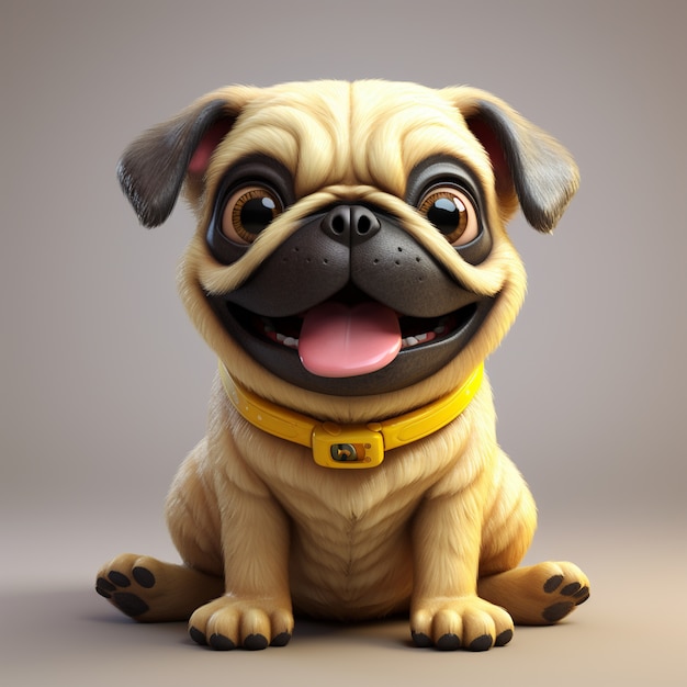 Adorable perro pug en estudio