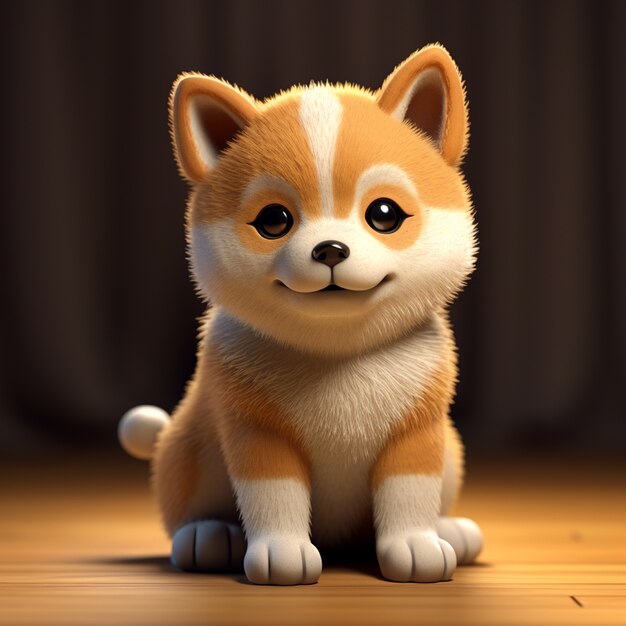 Adorable perro shiba inu en estudio