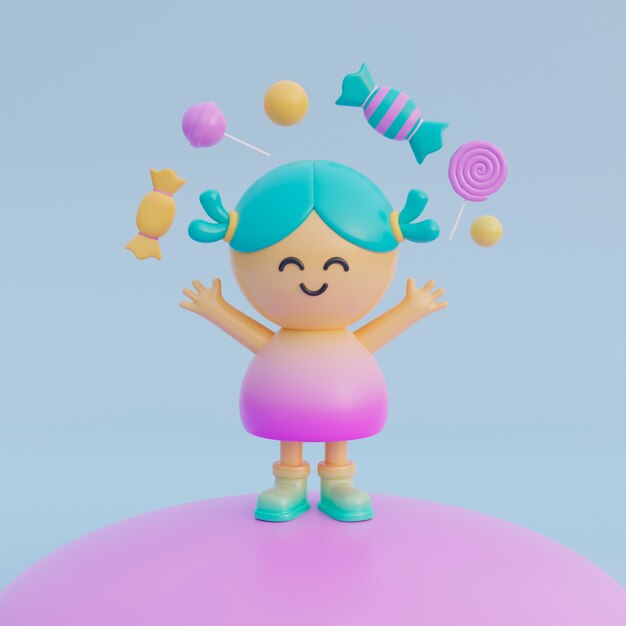 Adorable personaje 3d para niños