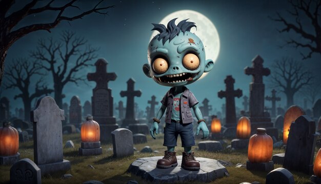 Adorable personaje de Halloween 3D zombi