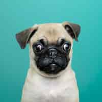 Foto gratuita adorable pug cachorro solo retrato
