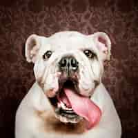 Foto gratuita adorable retrato de cachorro de bulldog blanco