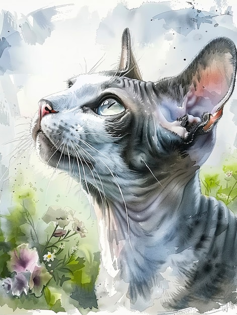 Foto gratuita adorable watercolor cat illustration