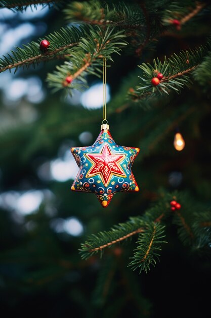 Adorno de estrella del árbol de Navidad