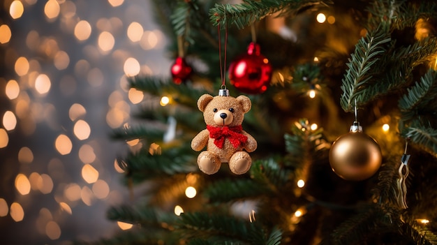 Adorno de osito de peluche para árbol de Navidad