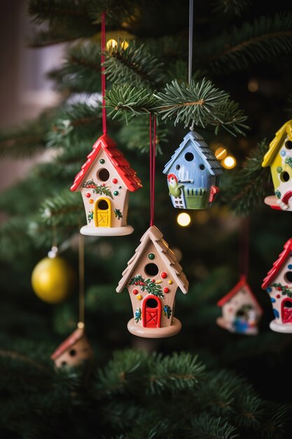 Foto gratuita adornos de la casa del arbol de navidad