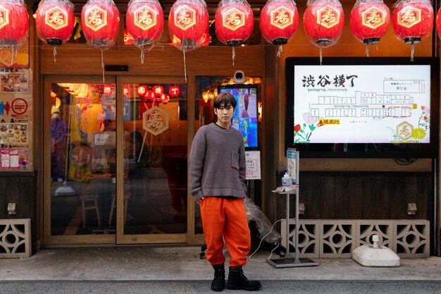 Adulto joven en las calles de Tokio