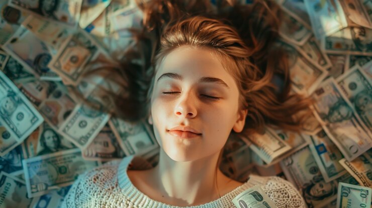 Foto gratuito adulto con un montón de dinero