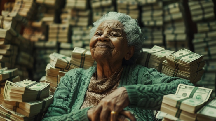Foto gratuito adulto con un montón de dinero