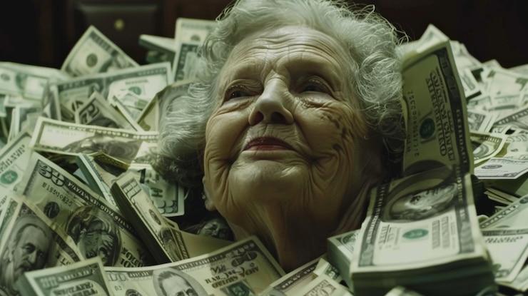 Foto gratuito adulto con un montón de dinero