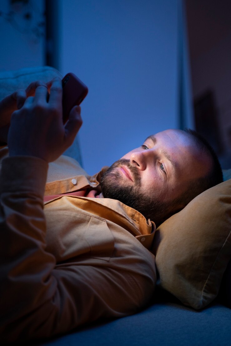 Foto gratuito adulto que sufre de adicción a las redes sociales