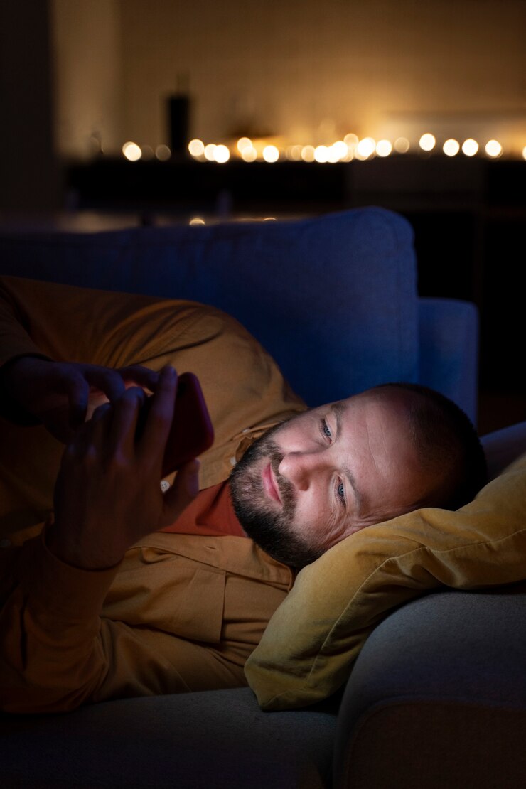 Foto gratuito adulto que sufre de adicción a las redes sociales