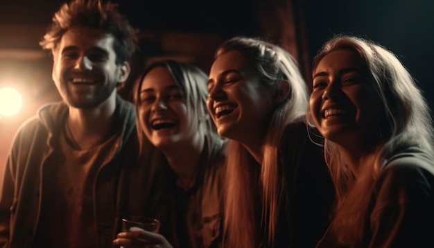 Los adultos jóvenes disfrutan de la vida nocturna en el club de entretenimiento generado por IA