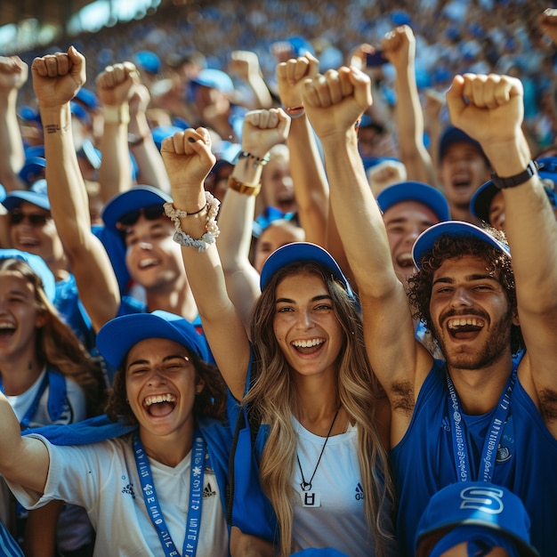 Foto gratuita los aficionados al fútbol animando a su equipo