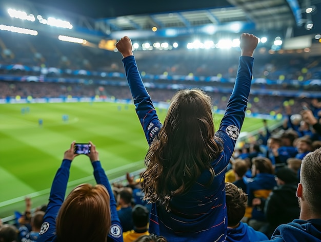 Foto gratuita los aficionados al fútbol animando a su equipo