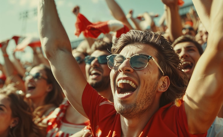 Foto gratuito los aficionados al fútbol aplaudiendo en el estadio