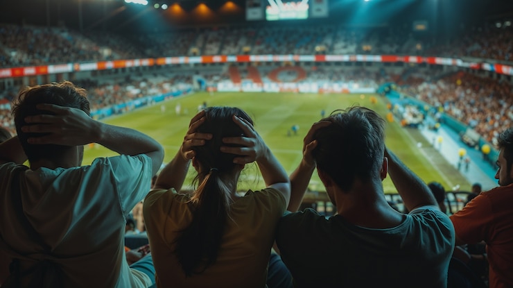 Foto gratuito los aficionados al fútbol aplaudiendo en el estadio