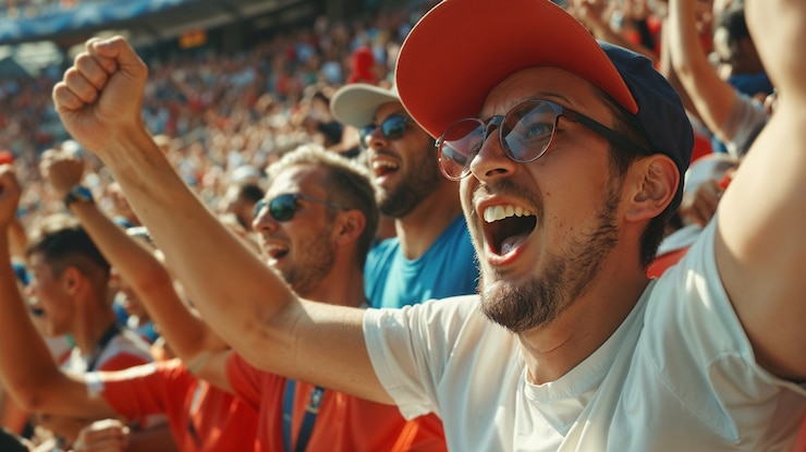 Foto gratuito los aficionados al fútbol aplaudiendo en el estadio