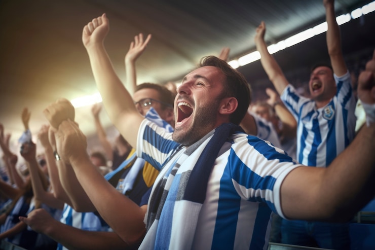 Foto gratuito los aficionados aplauden en la final de fútbol entre argentina y colombia