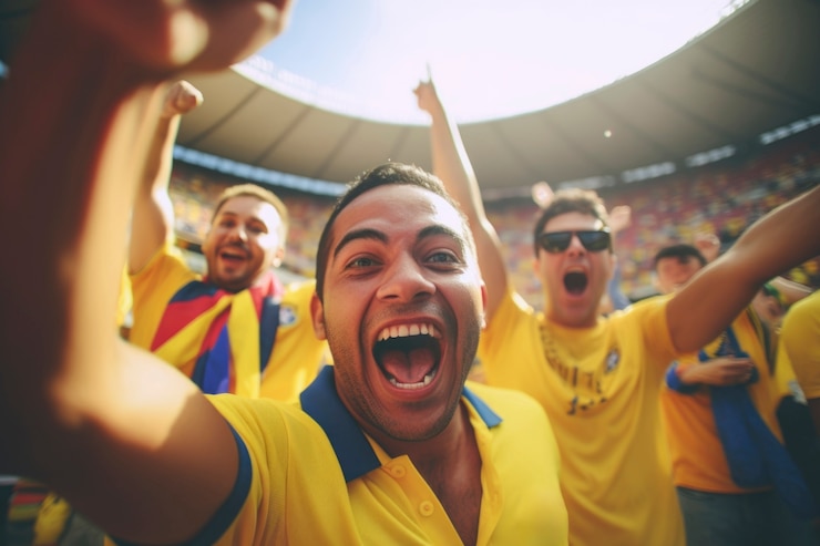 Foto gratuito los aficionados aplauden en la final de fútbol entre argentina y colombia