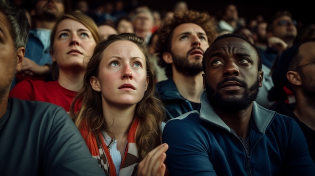 Aficionados disfrutando de un partido de fútbol.