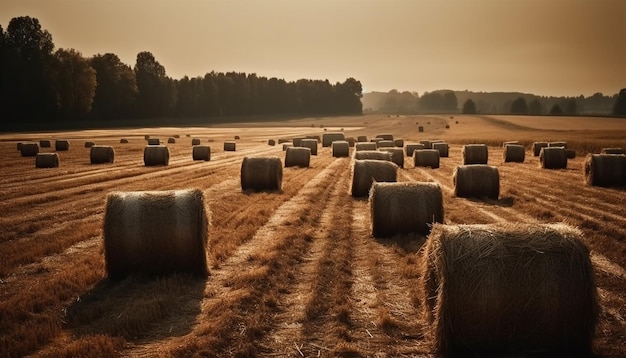 Foto gratuita agricultura con balas y heno de granja naturaleza escena rural al aire libre paisaje de verano paja generada por inteligencia artificial