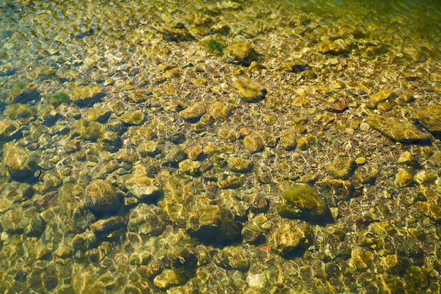 Agua de un río con piedras