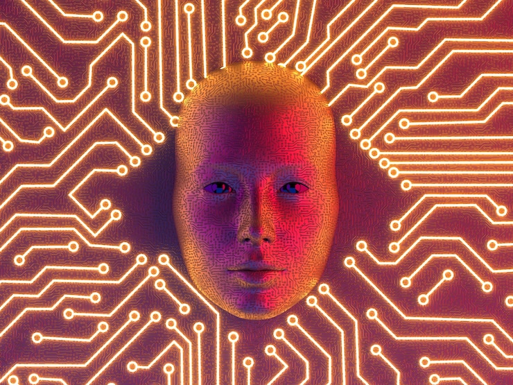 Photo Gratis ai cloud concept with  robot face