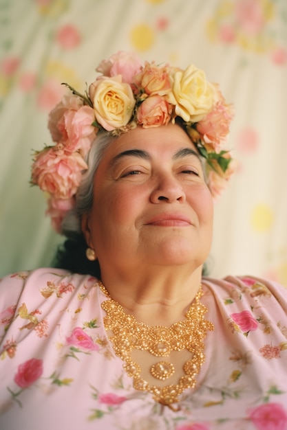 Foto gratuita ai generado de retrato de flor de mujer