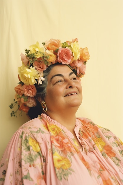 Foto gratuita ai generado de retrato de flor de mujer