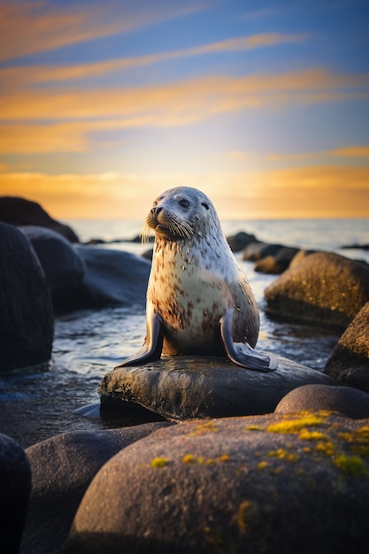 Foto gratuita ai generó imágenes realistas de focas