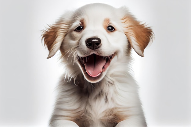 Foto gratuita aislado feliz sonriente perro fondo blanco retrato 1